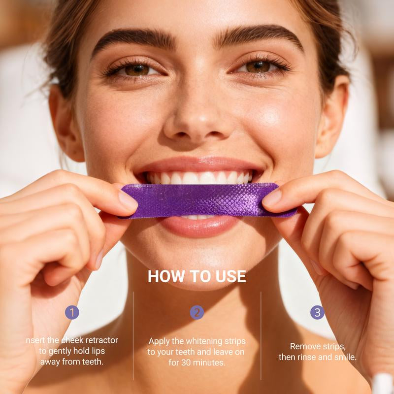 CEELIKE Nano-Hydroxyapatite Purple Strips: Enamel-Safe Whitening Treatment for Sensitive Teeth – Peroxide-Free – 7/21 Sessions