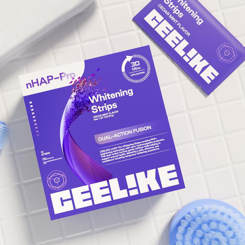 CEELIKE Nano-Hydroxyapatite Purple Strips: Enamel-Safe Whitening Treatment for Sensitive Teeth – Peroxide-Free – 7/21 Sessions