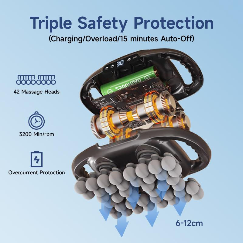 BENBO 42-Ball Massage Gun 30-Level Intensity Adjustment 9 Massage Modes Effectively Relieves Back, Shoulder, Leg, and Foot Pain Quiet Muscle Massager Features Red Light Therapy Adjustable Settings Ideal for Daily Use Perfect Christmas Gift Choice