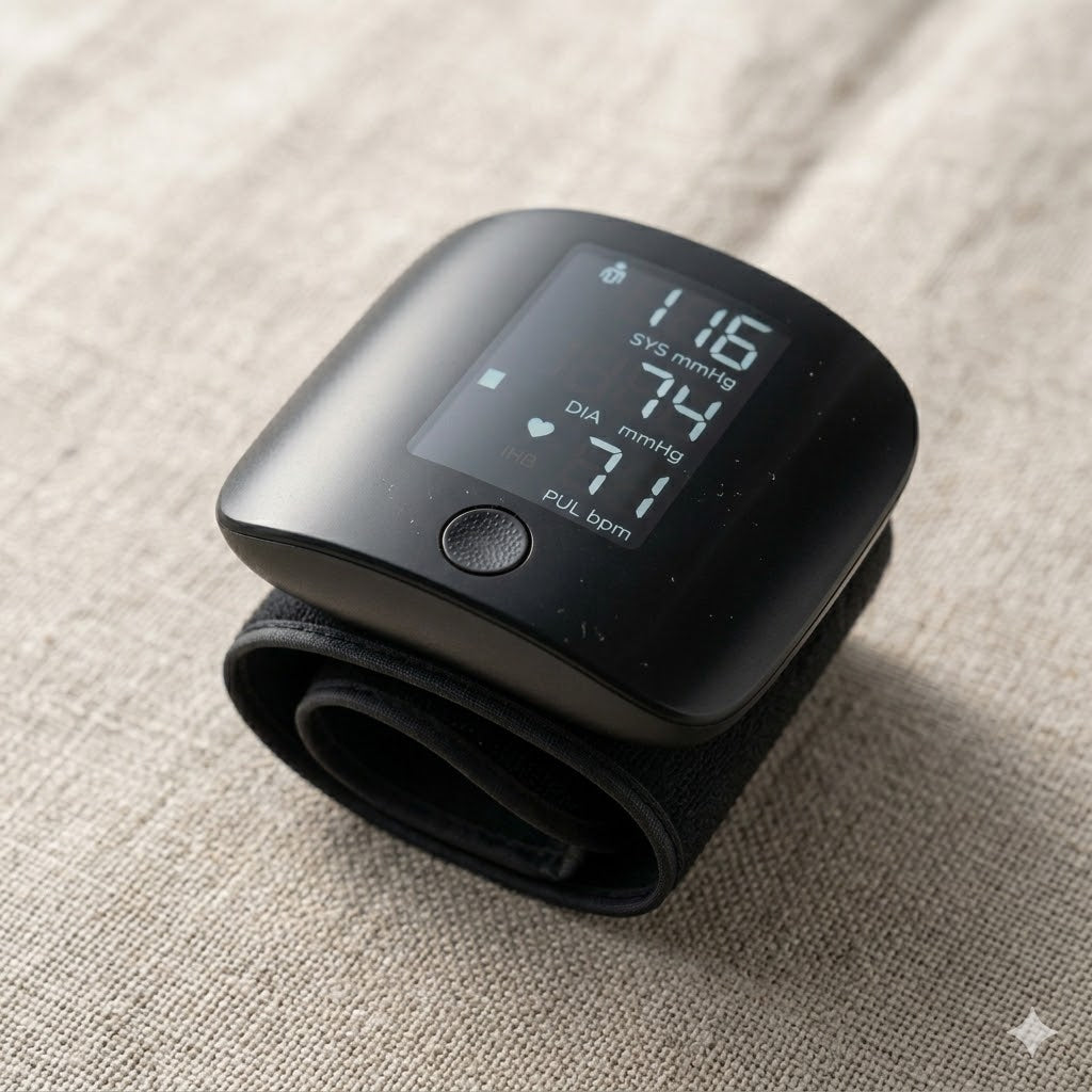 Digital Wrist Blood Pressure Cuff: Easy-to-Read LED Display &amp; Voice Support | Rechargeable Home Monitor with Storage Case