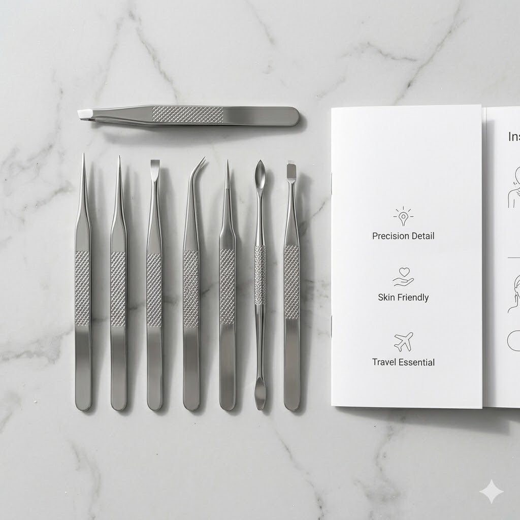 Elite Precision Beauty & Lash Artistry Set - 15-Piece Stainless Steel Kit