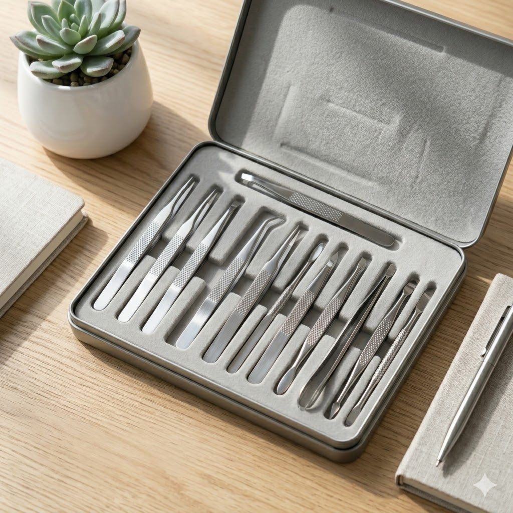 Elite Precision Beauty & Lash Artistry Set - 15-Piece Stainless Steel Kit