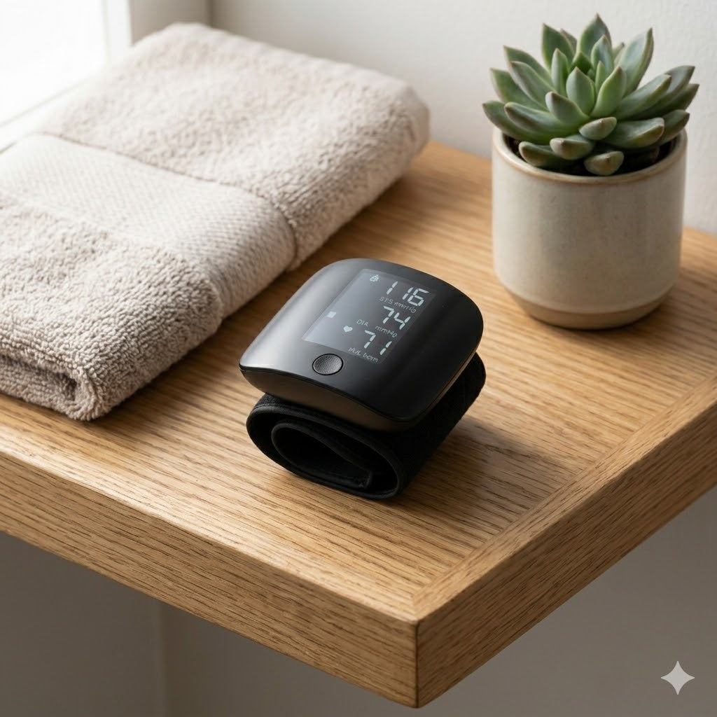 Digital Wrist Blood Pressure Cuff: Easy-to-Read LED Display &amp; Voice Support | Rechargeable Home Monitor with Storage Case